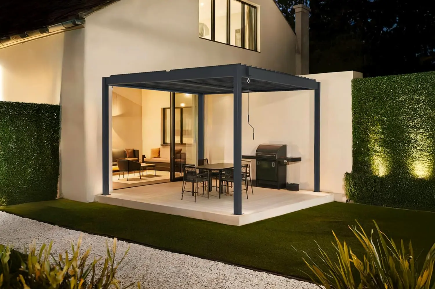 Pergola en aluminium gris 3x3 m vue 3