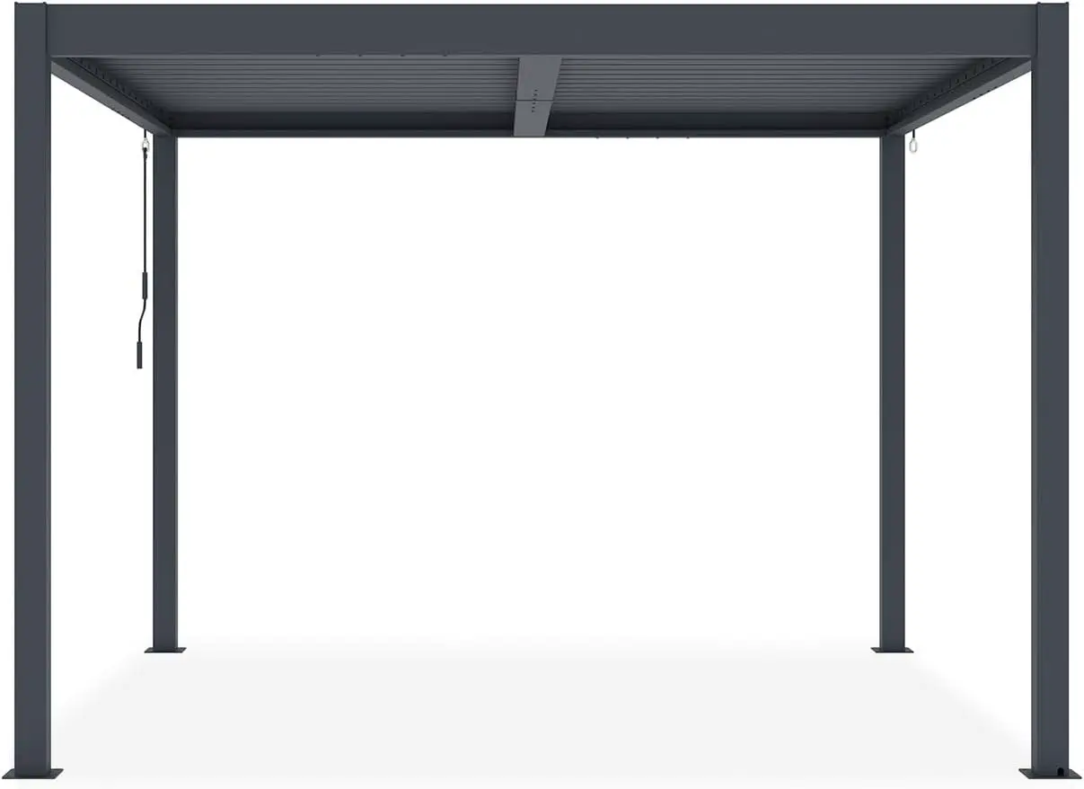 Pergola en aluminium gris 3x3 m vue 4