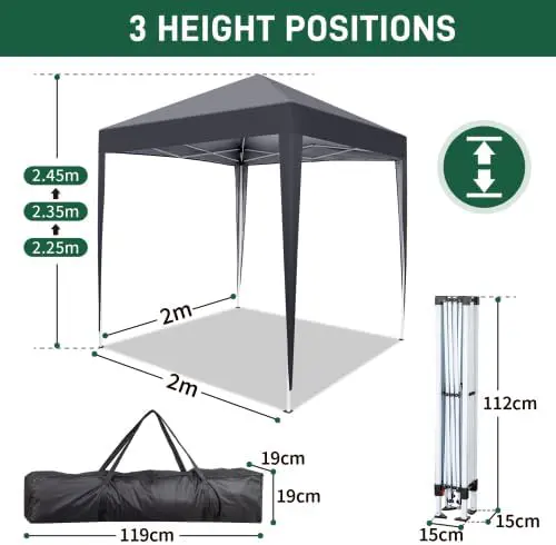 Tonnelle en métal gris 2x2 m vue 2