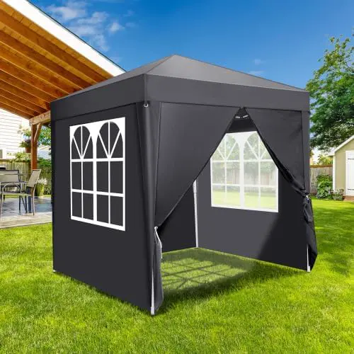 Tonnelle en métal gris 2x2 m vue 9