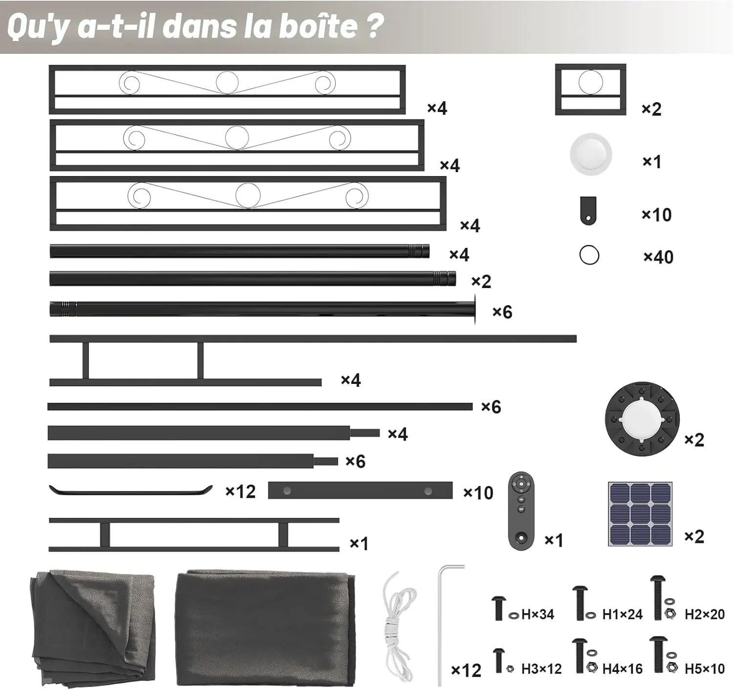 Tonnelle en métal gris 3x4 m vue 5