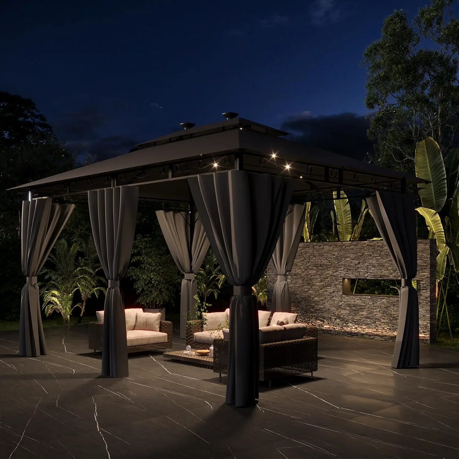Tonnelle en métal gris 3x4 m vue 7