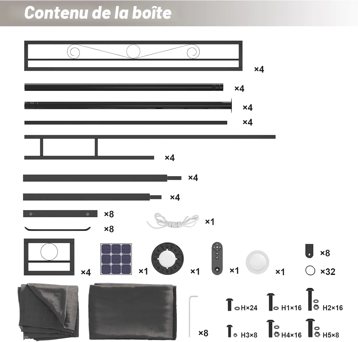 Tonnelle en métal gris 3x3 m vue 7