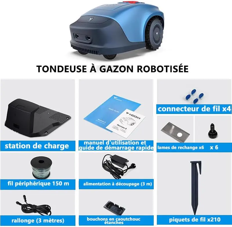 Robot tondeuse bleu vue 7