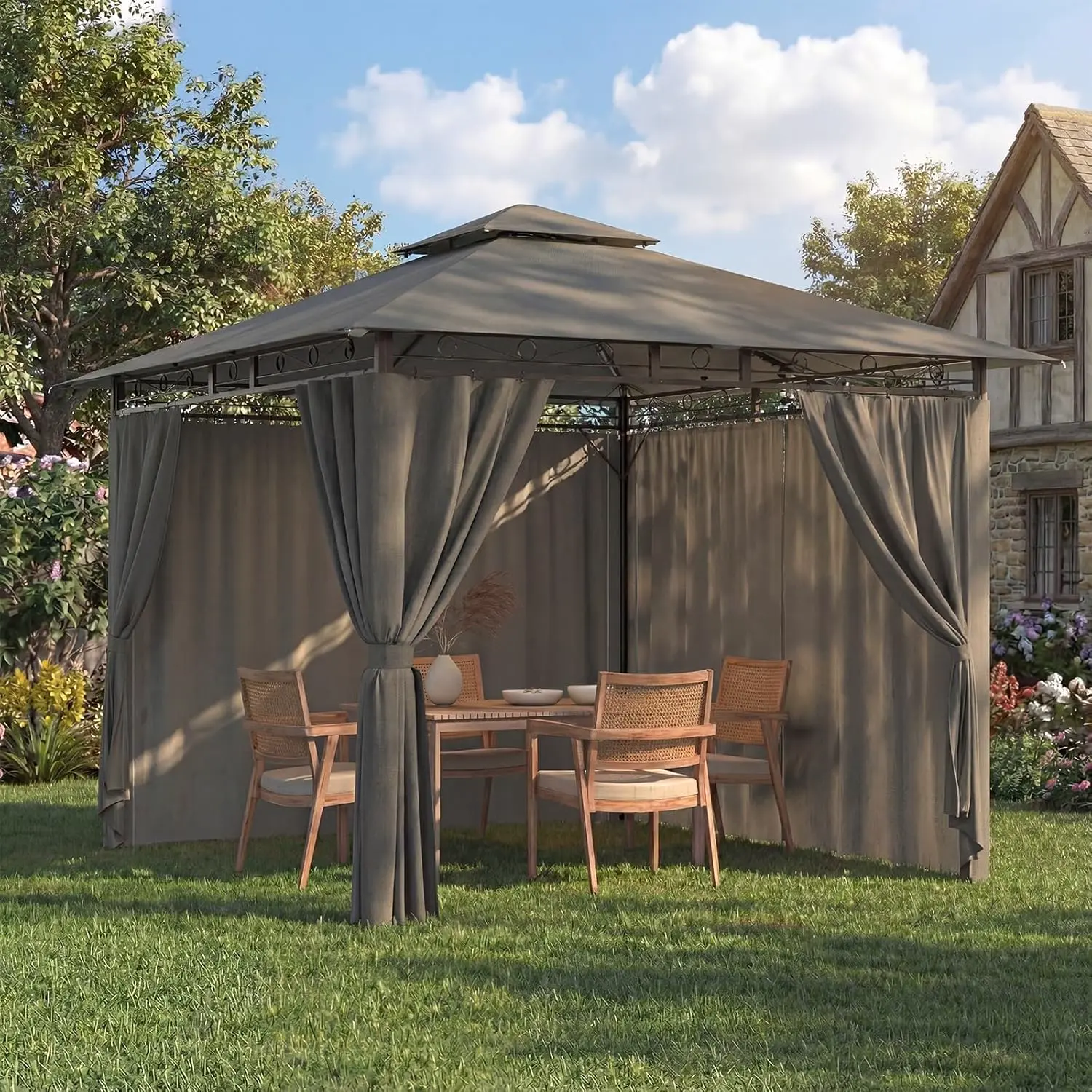 Tonnelle en aluminium gris 3x3 m vue 9
