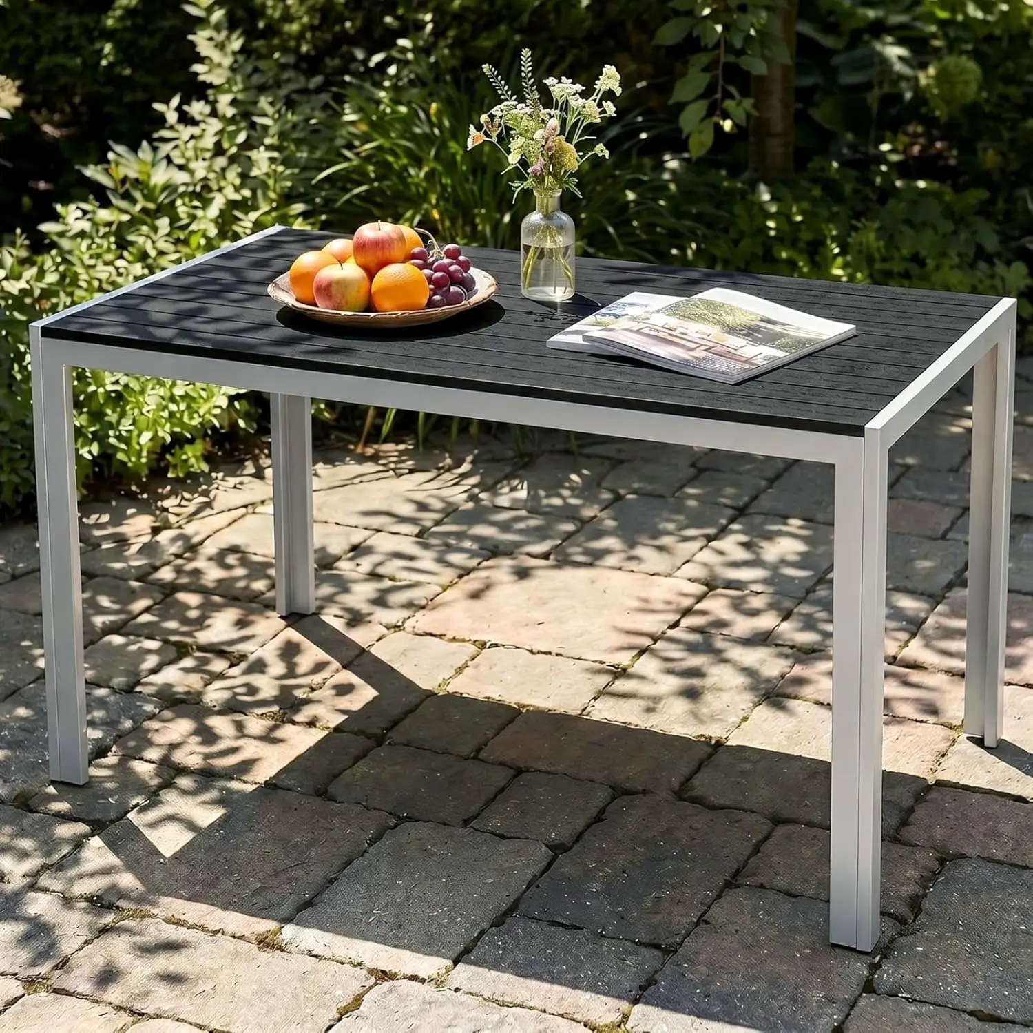 LIFERUN Table de Jardin Moderne en WPC 110 x 70 cm