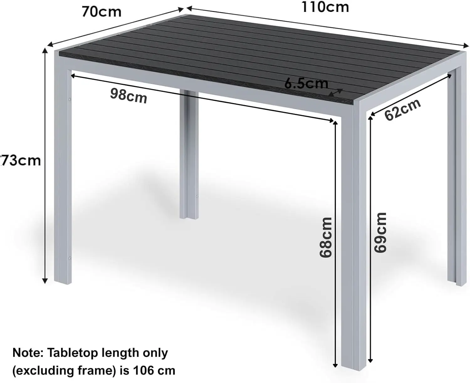 Table de jardin 6 places en bois gris vue 2