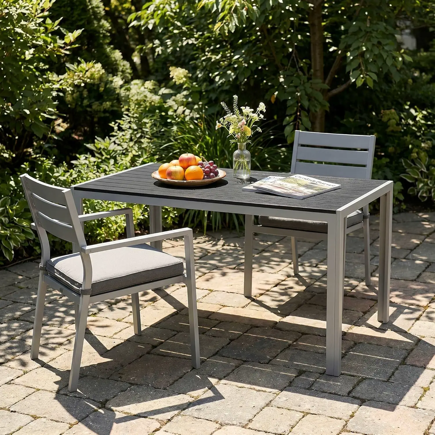 Table de jardin 6 places en bois gris vue 3