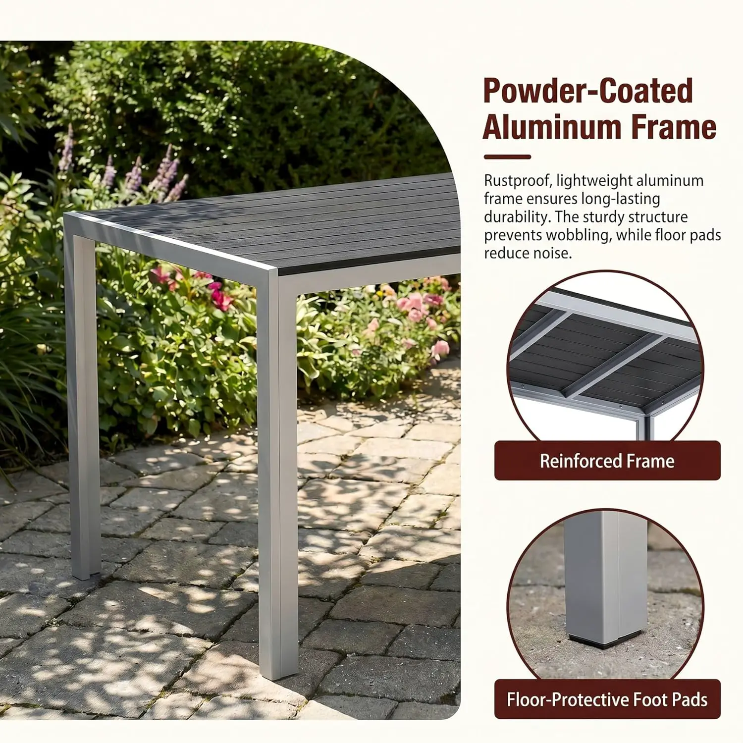 Table de jardin 6 places en bois gris vue 6
