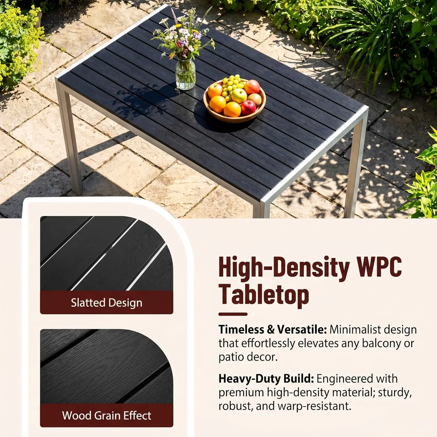 Table de jardin 6 places en bois gris vue 7