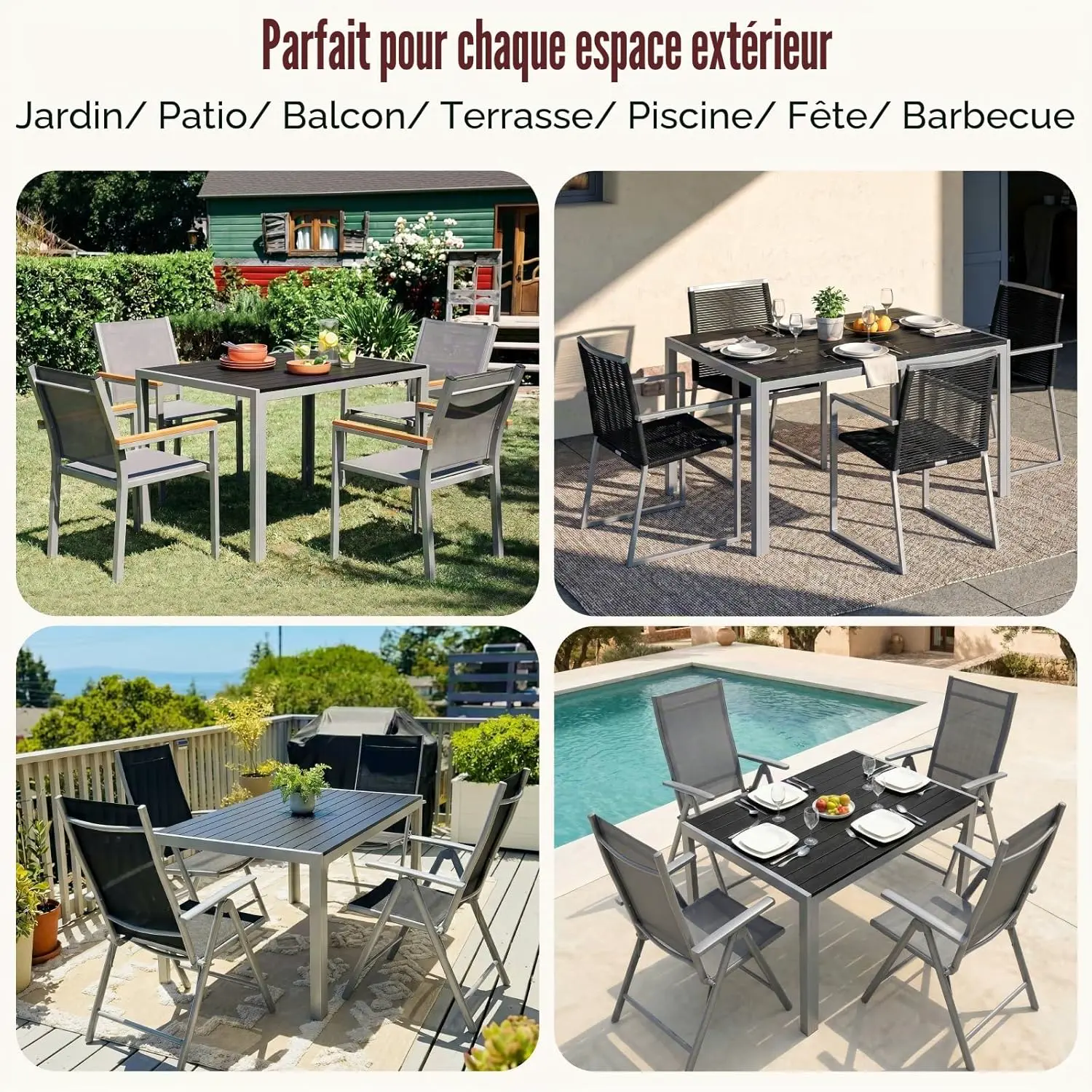 Table de jardin 6 places en bois gris vue 8
