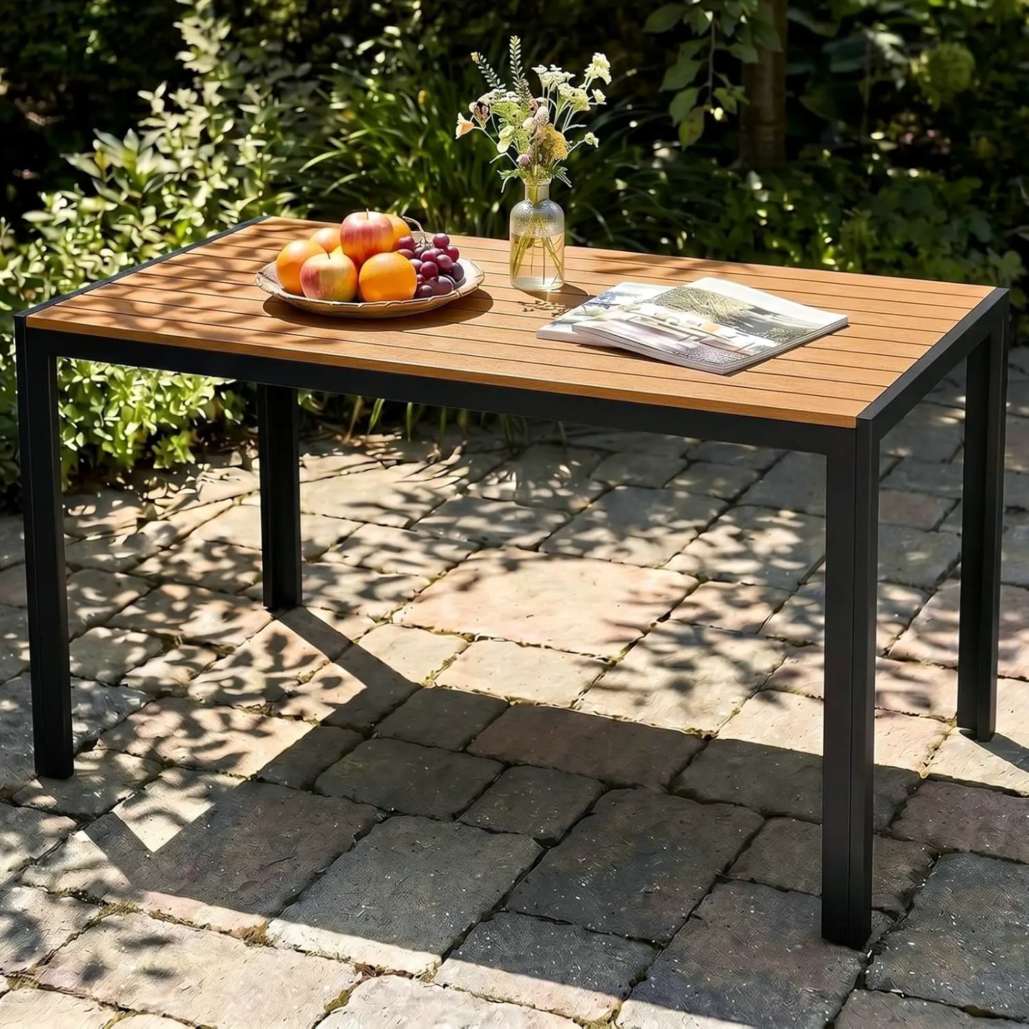 LIFERUN Table de Jardin Moderne en WPC 110 x 70 cm