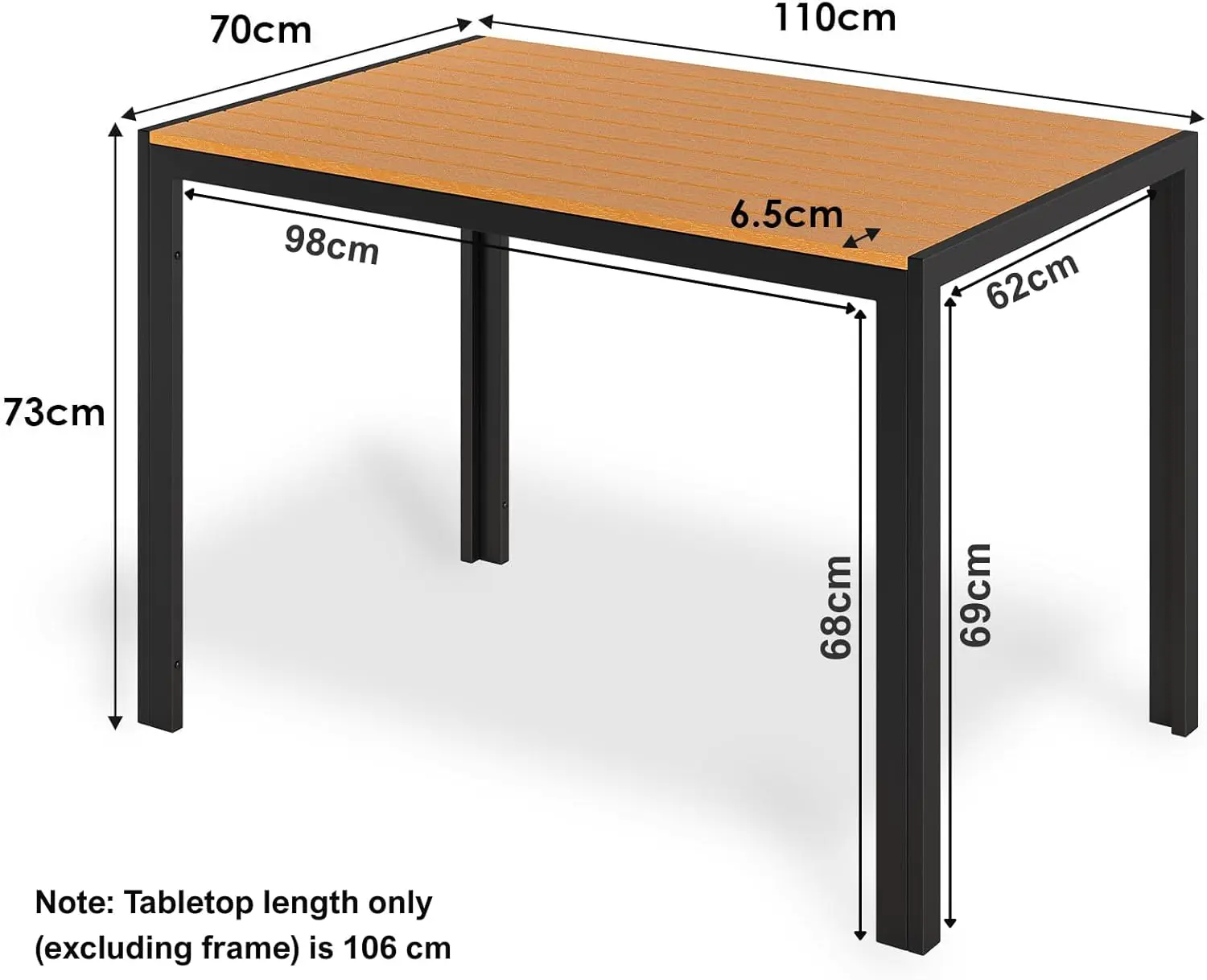 Table de jardin 6 places en aluminium gris vue 2