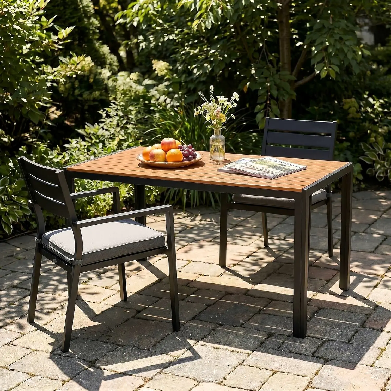 Table de jardin 6 places en aluminium gris vue 3