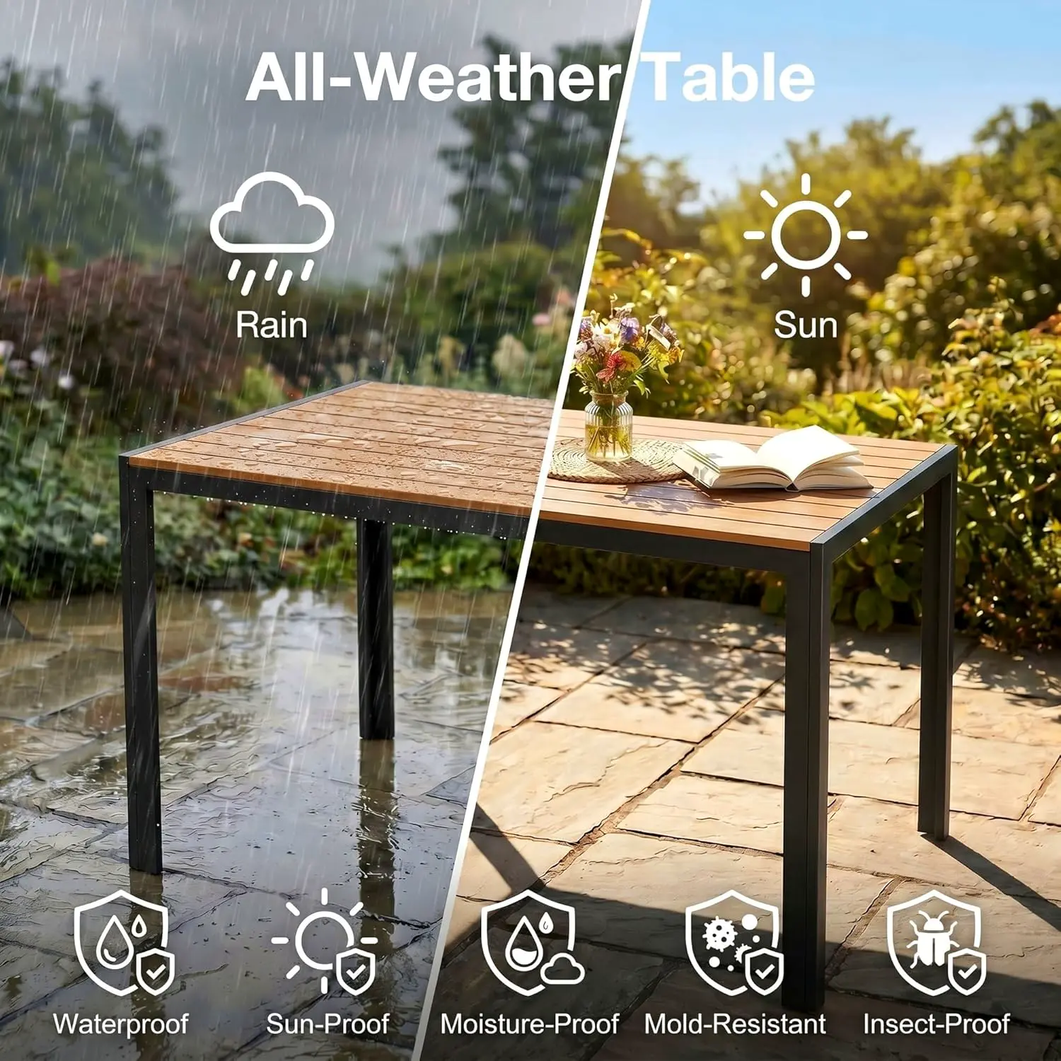 Table de jardin 6 places en aluminium gris vue 4