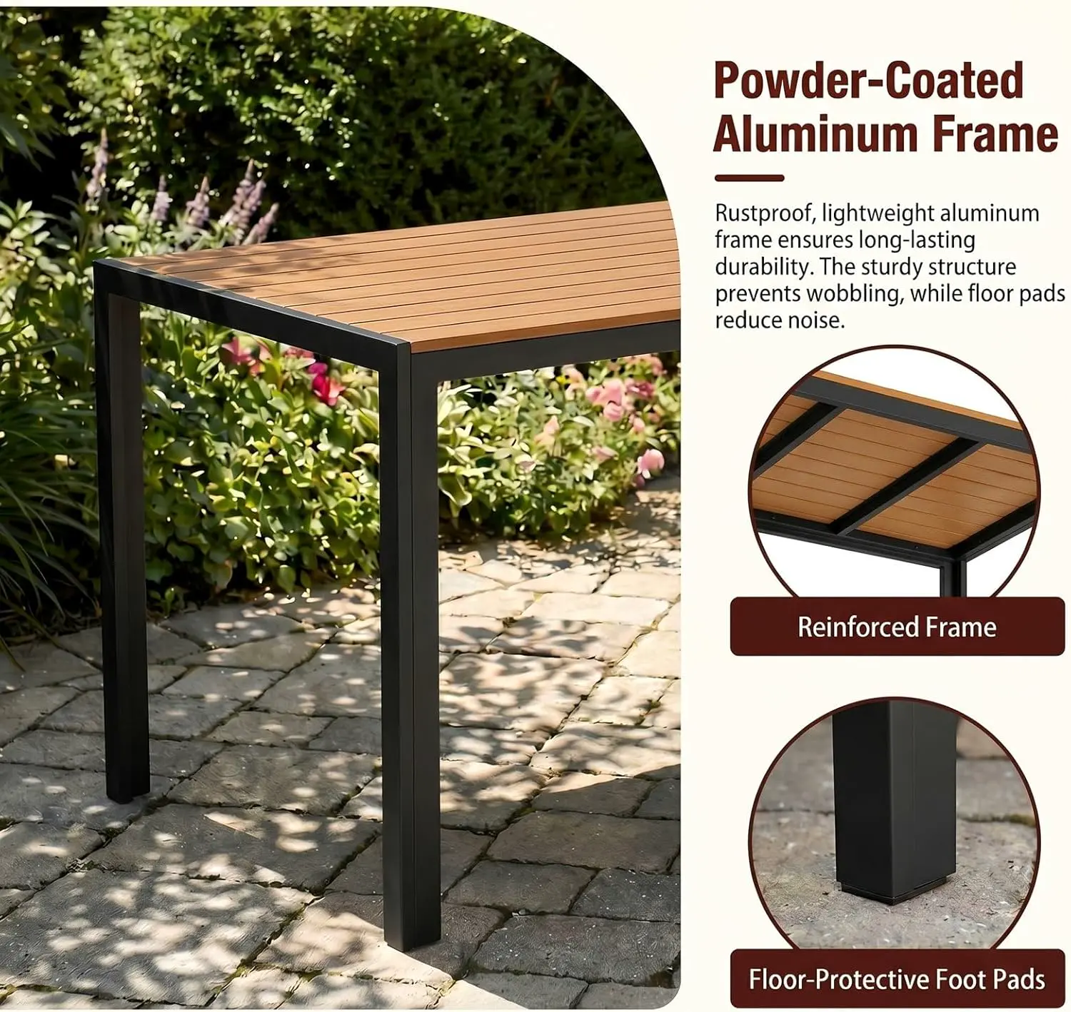 Table de jardin 6 places en aluminium gris vue 6