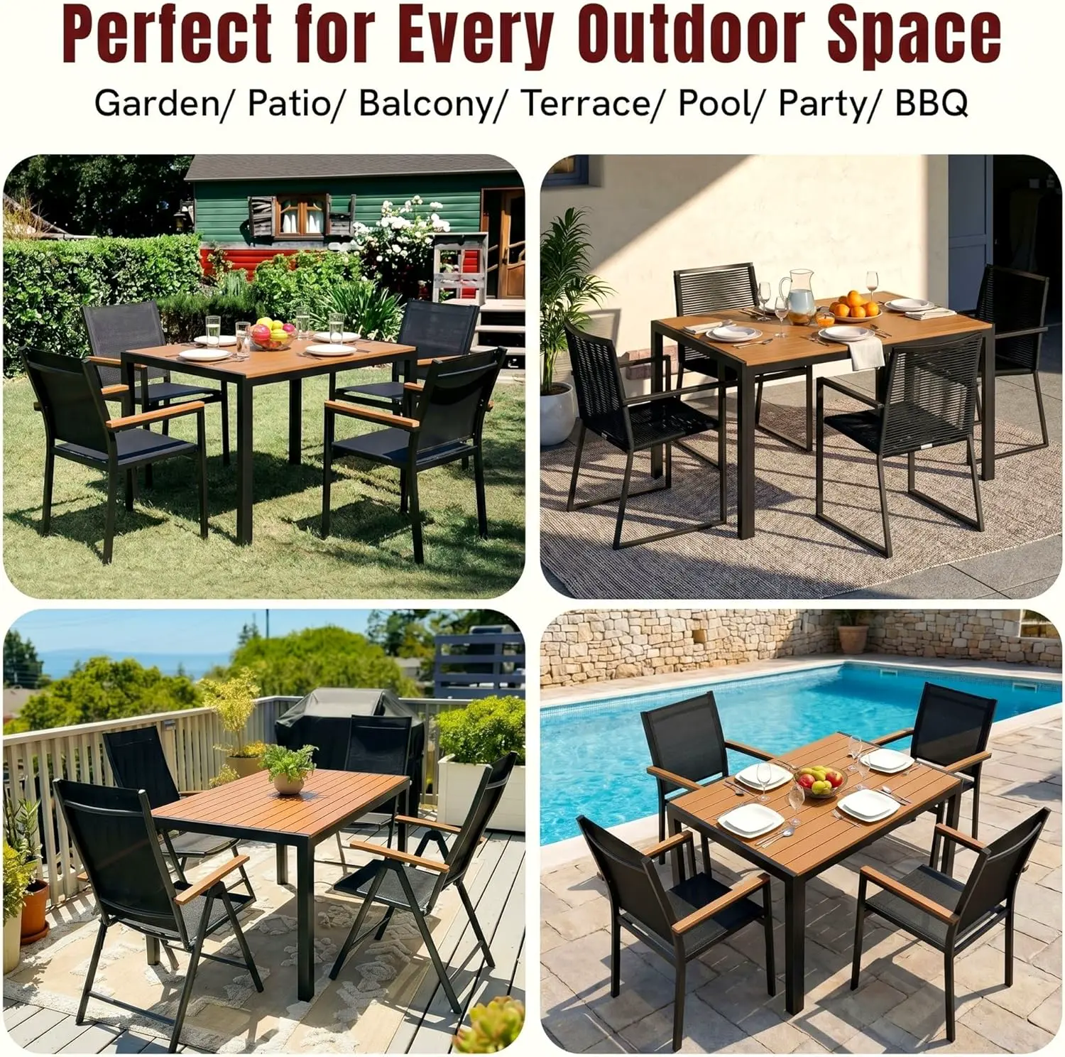 Table de jardin 6 places en aluminium gris vue 8