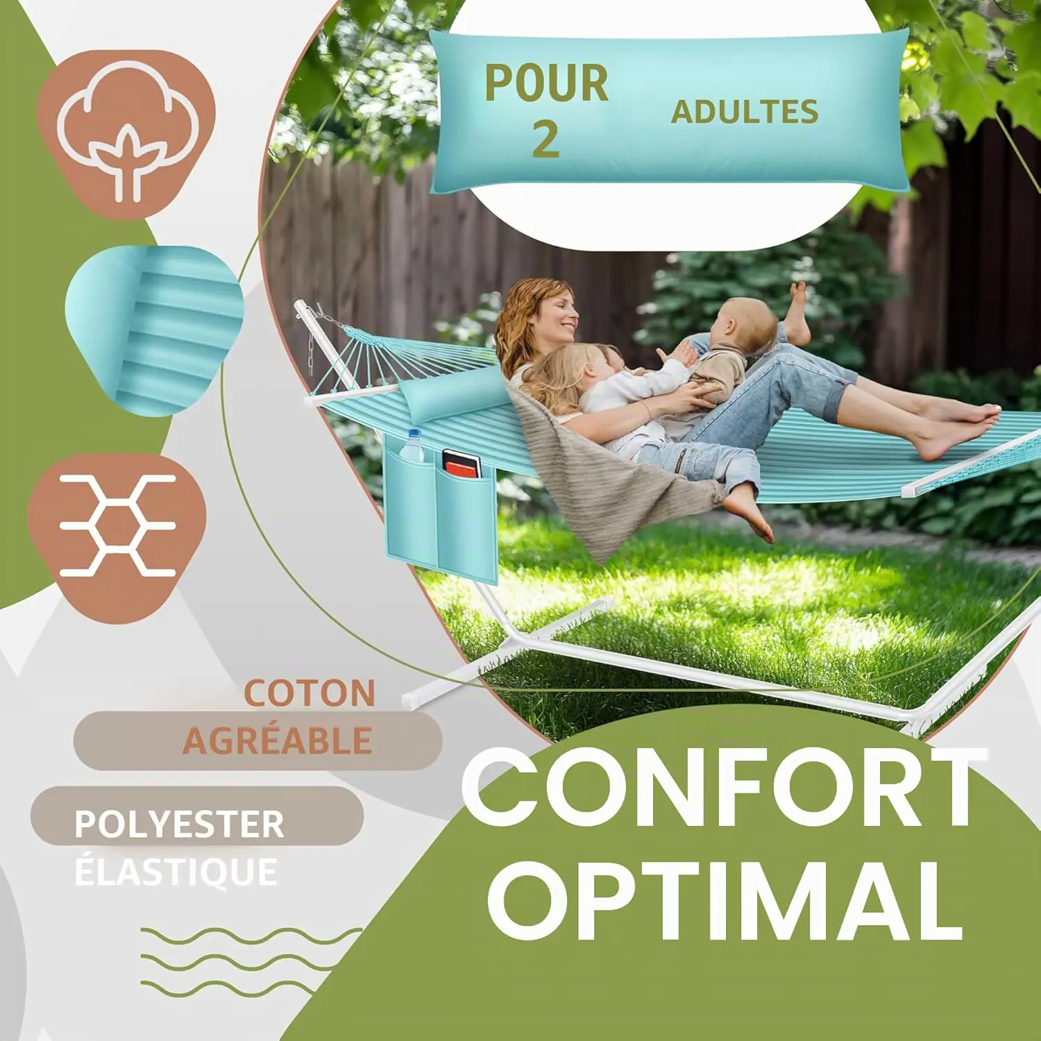 Fauteuils suspendus 2 places en métal gris vue 3