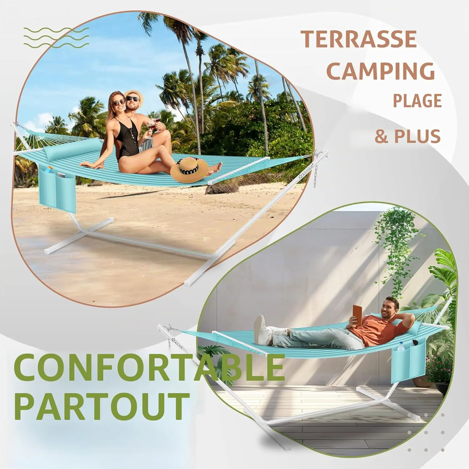 Fauteuils suspendus 2 places en métal gris vue 5