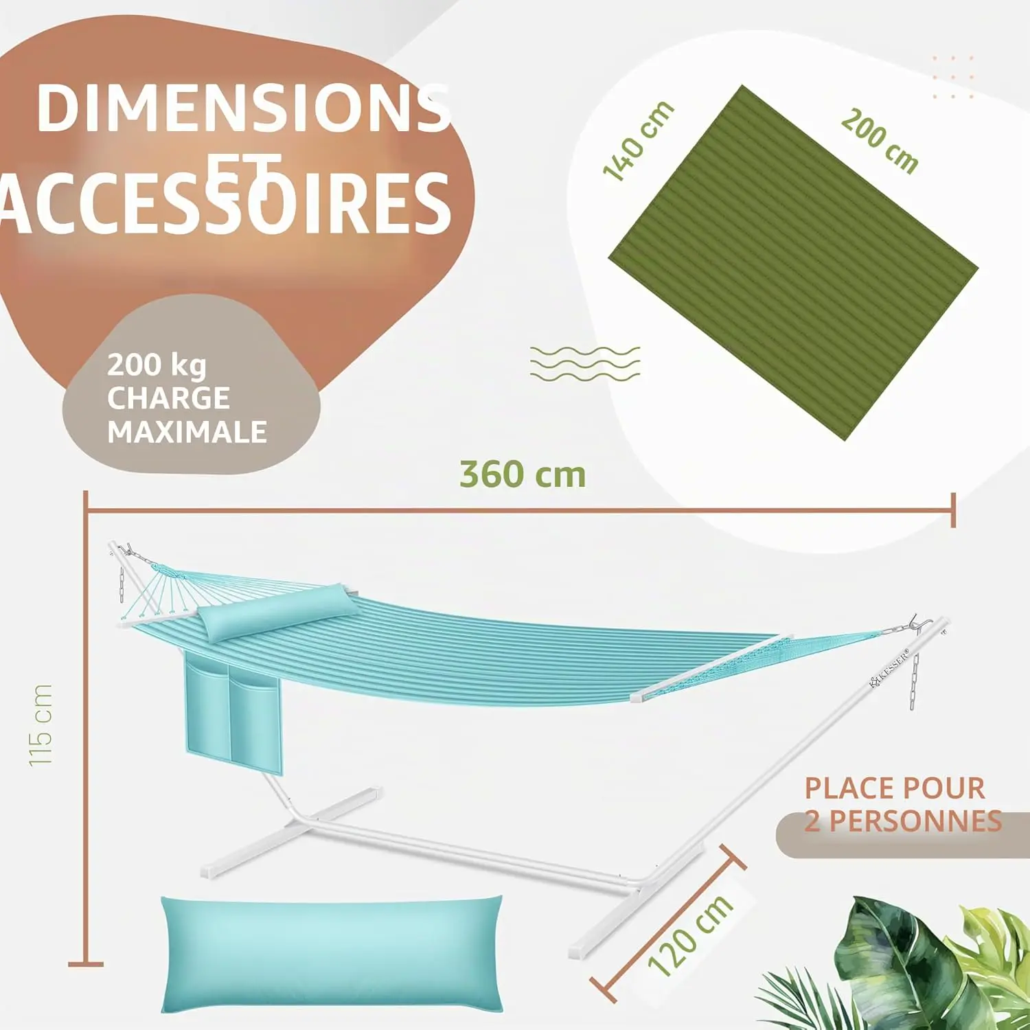 Fauteuils suspendus 2 places en métal gris vue 7