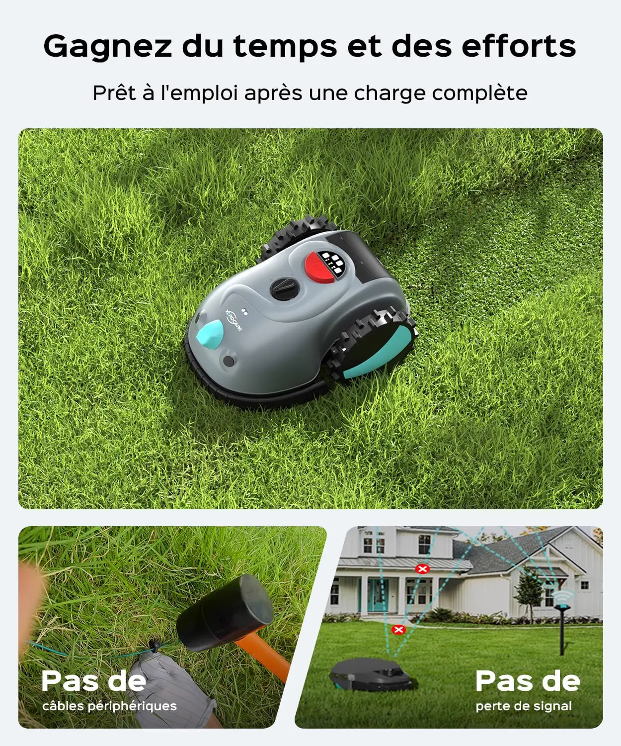 Robot tondeuse YARDCARE V100 Robot Tondeuse sans Fil Périphéri… vue 3