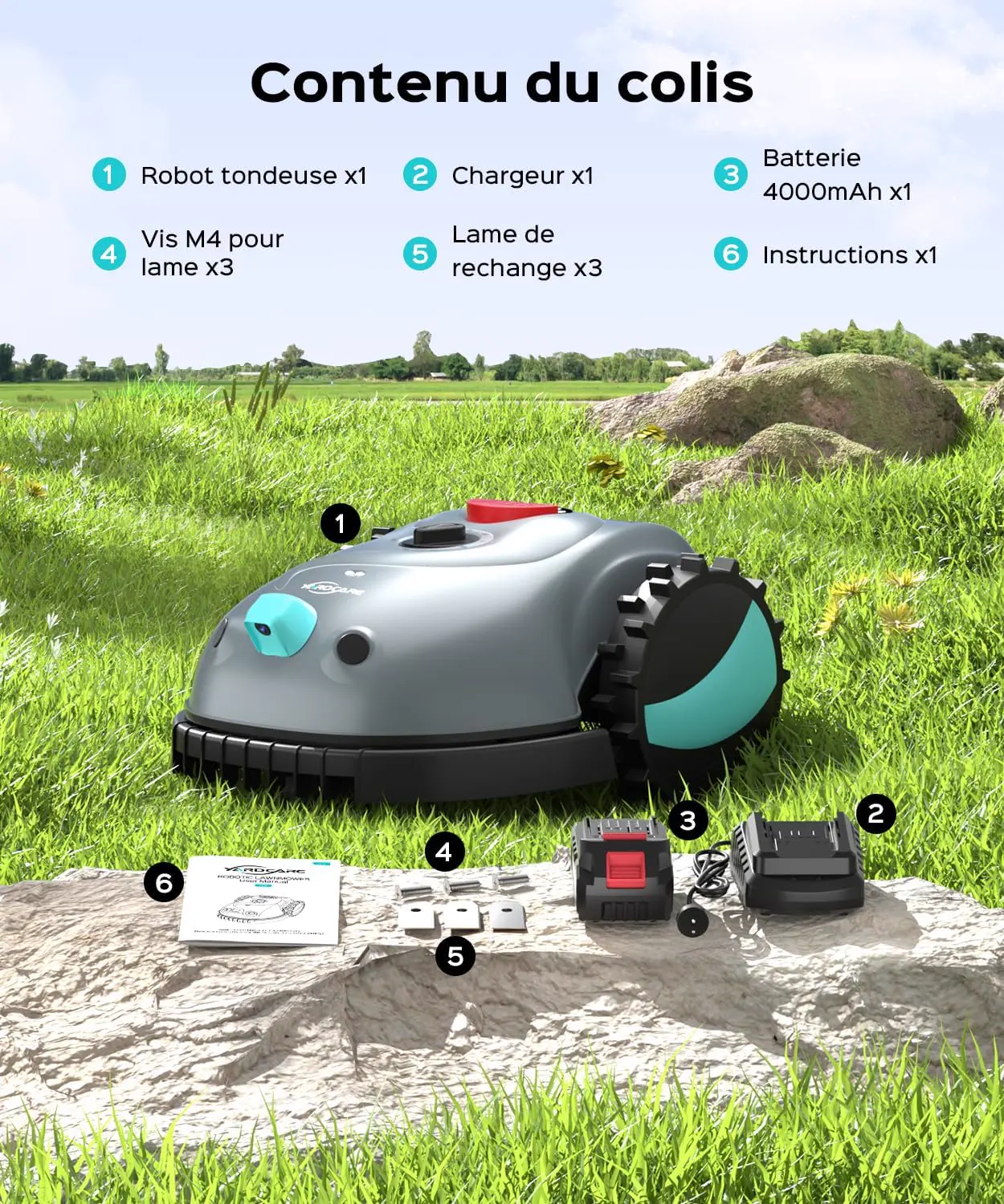 Robot tondeuse YARDCARE V100 Robot Tondeuse sans Fil Périphéri… vue 9