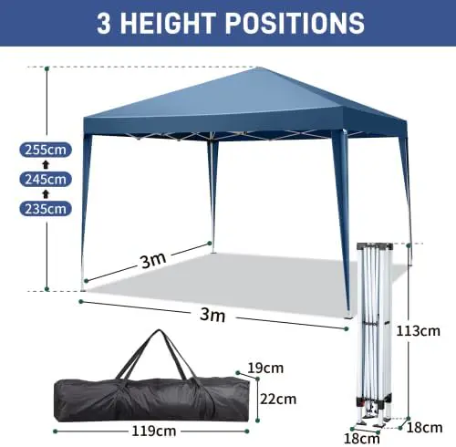 Tonnelle en métal bleu 3x3 m vue 6