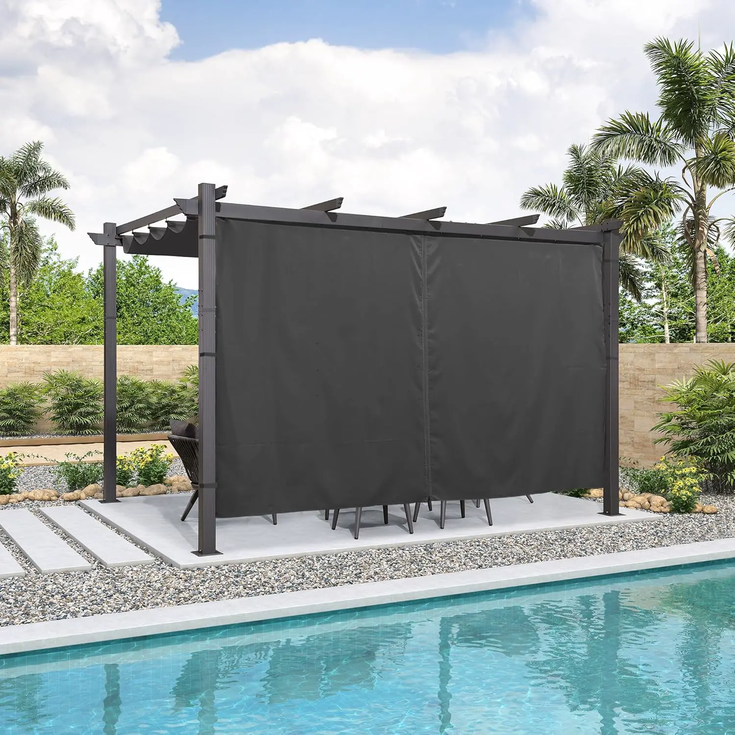 Pergola en aluminium gris 4x3 m vue 2