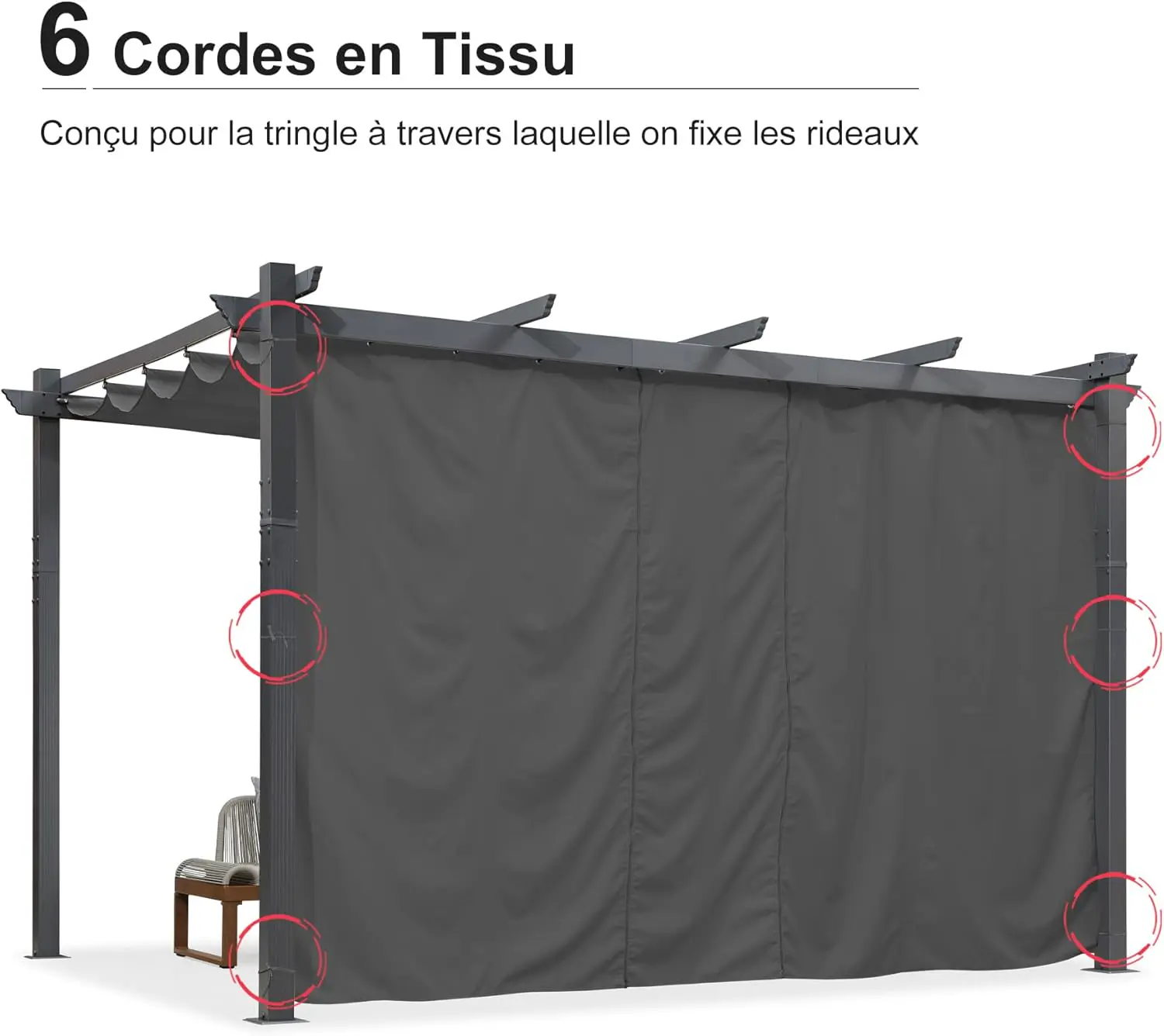 Pergola en aluminium gris 4x3 m vue 9