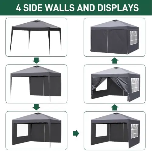 Tonnelle en métal gris 3x3 m vue 6
