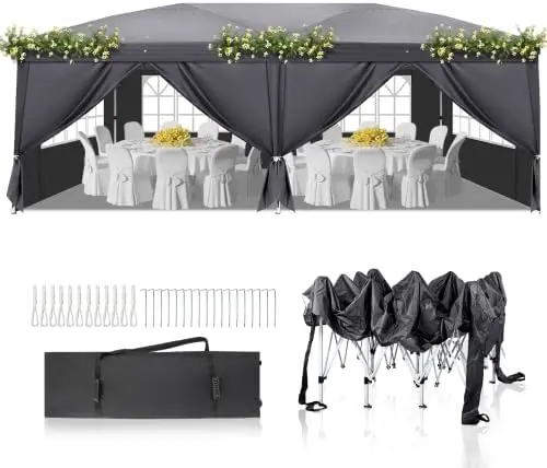 Bonnlo Tonnelle de Jardin Pliante 3x6 imperméable/Tente de Réception