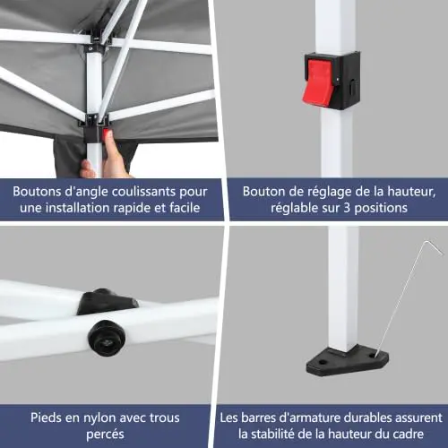 Tonnelle en métal gris 3x6 m vue 4
