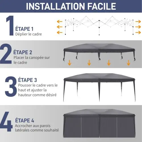 Tonnelle en métal gris 3x6 m vue 5
