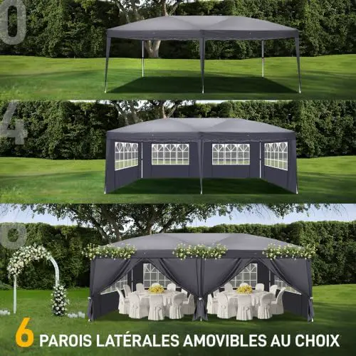 Tonnelle en métal gris 3x6 m vue 8