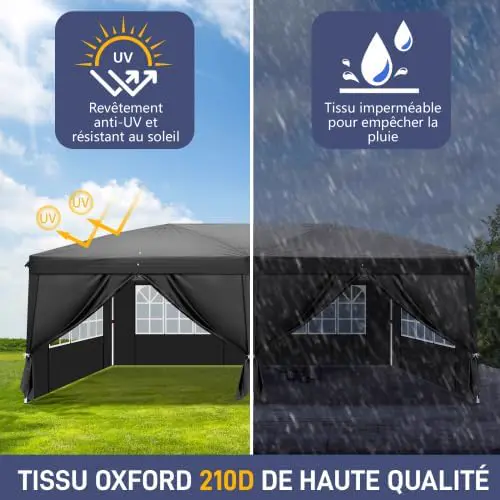 Tonnelle en métal noir 3x6 m vue 6