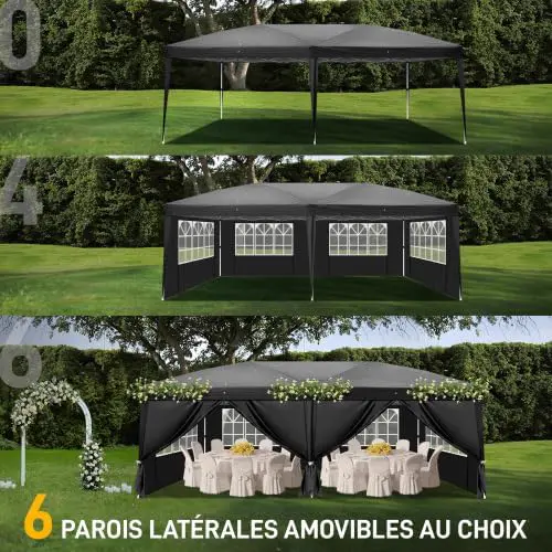 Tonnelle en métal noir 3x6 m vue 8