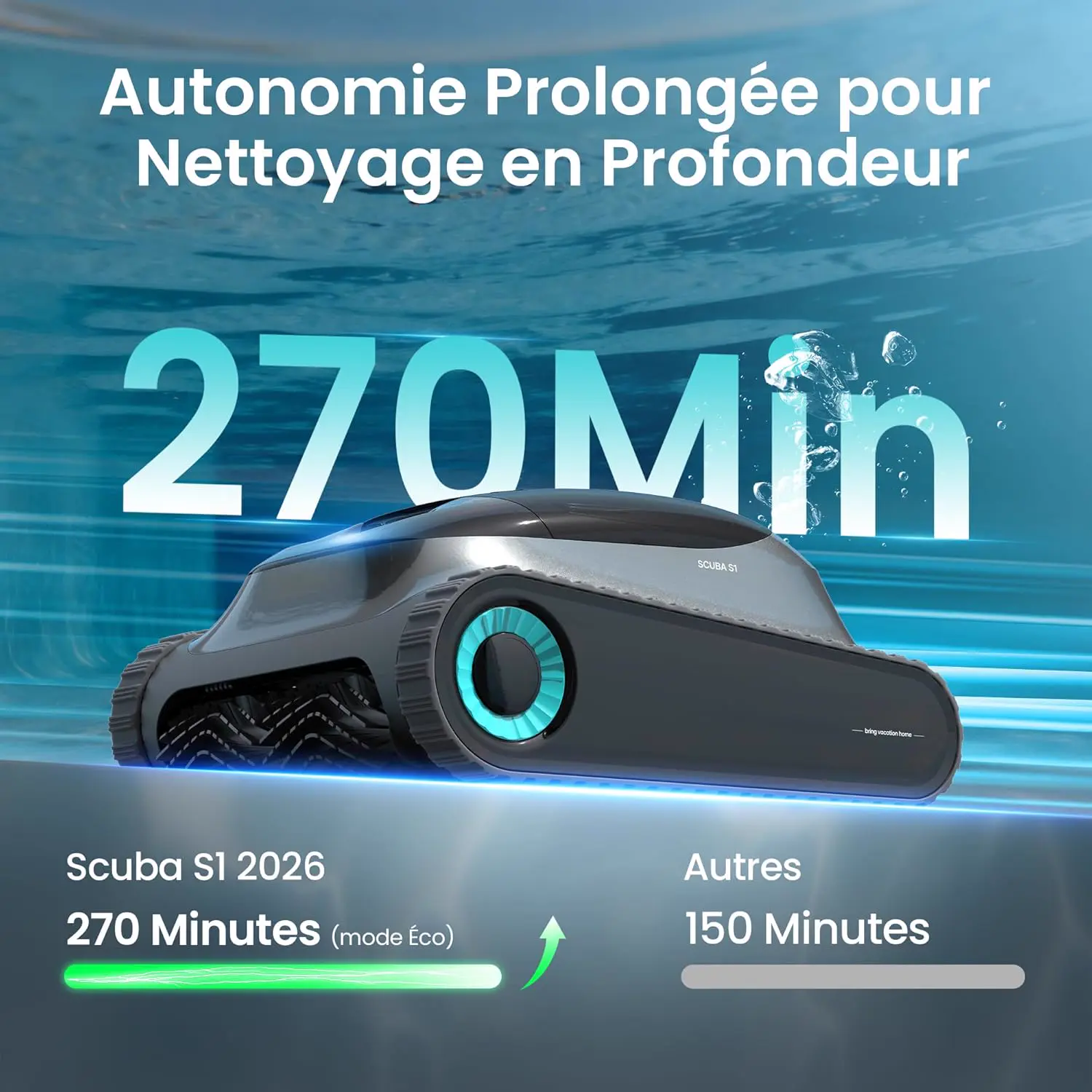 Robot piscine sable vue 2