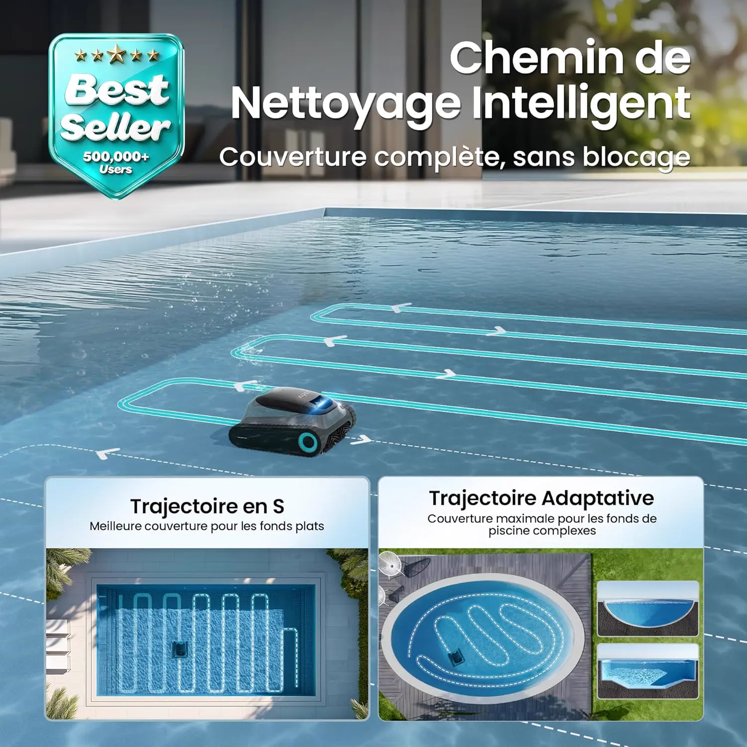 Robot piscine sable vue 3