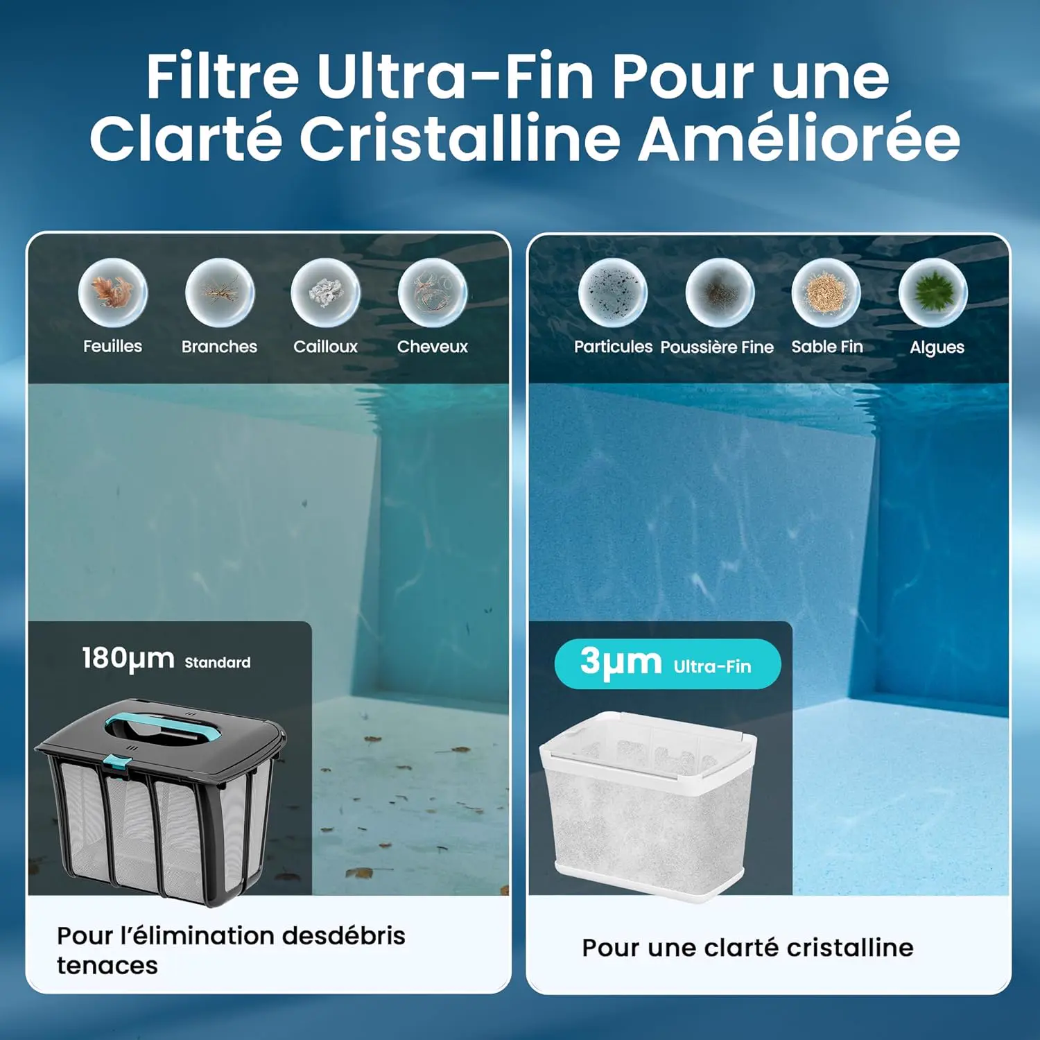 Robot piscine sable vue 6