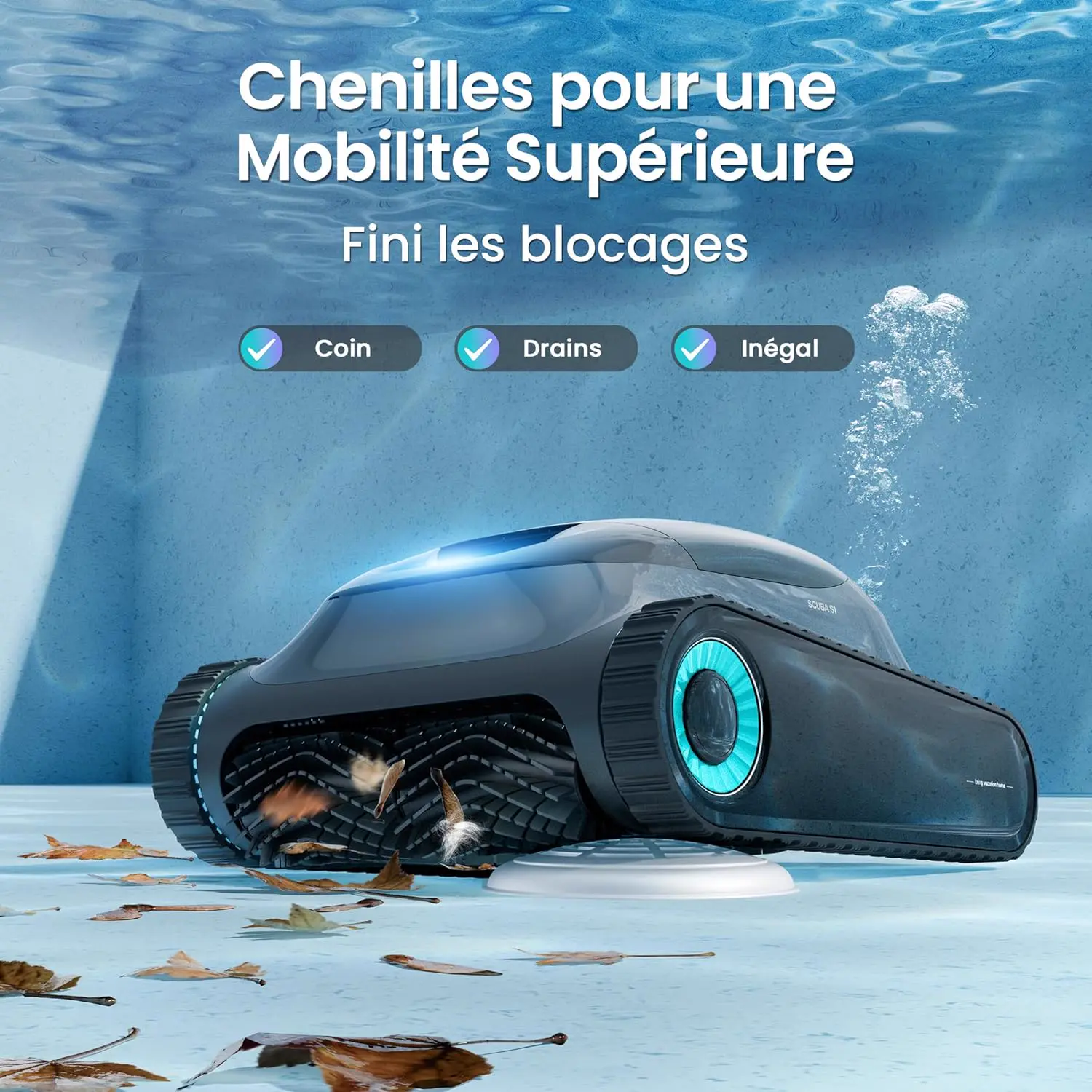 Robot piscine sable vue 8