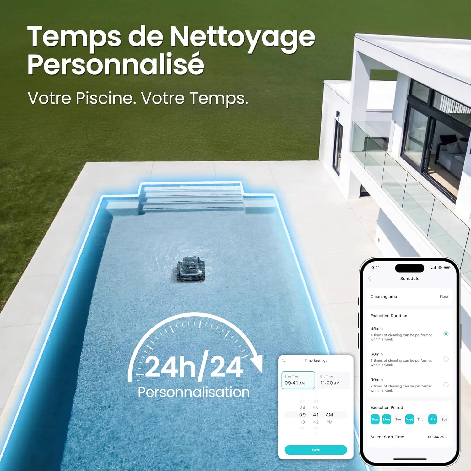 Robot piscine sable vue 9
