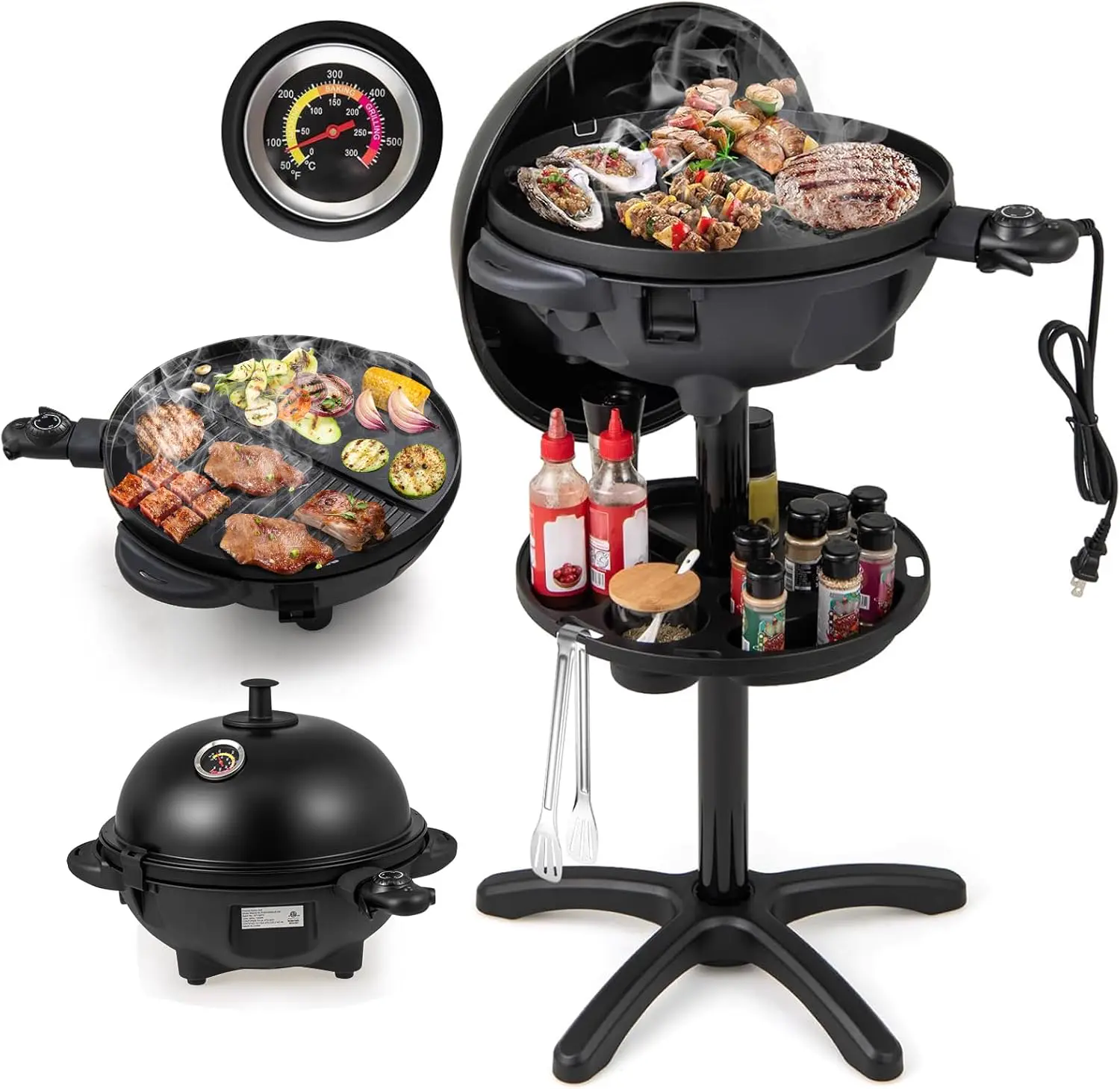 GYMAX 2-EN-1 Gril Barbecue Electrique sur Pied/Table