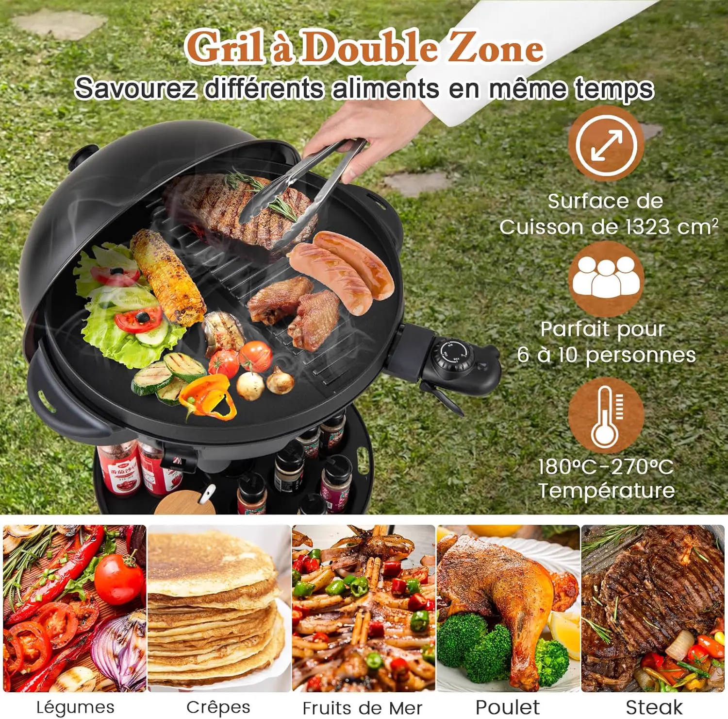 Barbecue électrique 10 places en aluminium vue 8