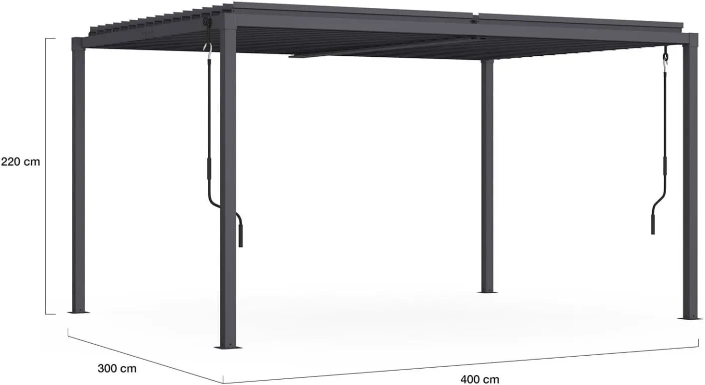 Pergola en métal gris 3x4 m vue 5