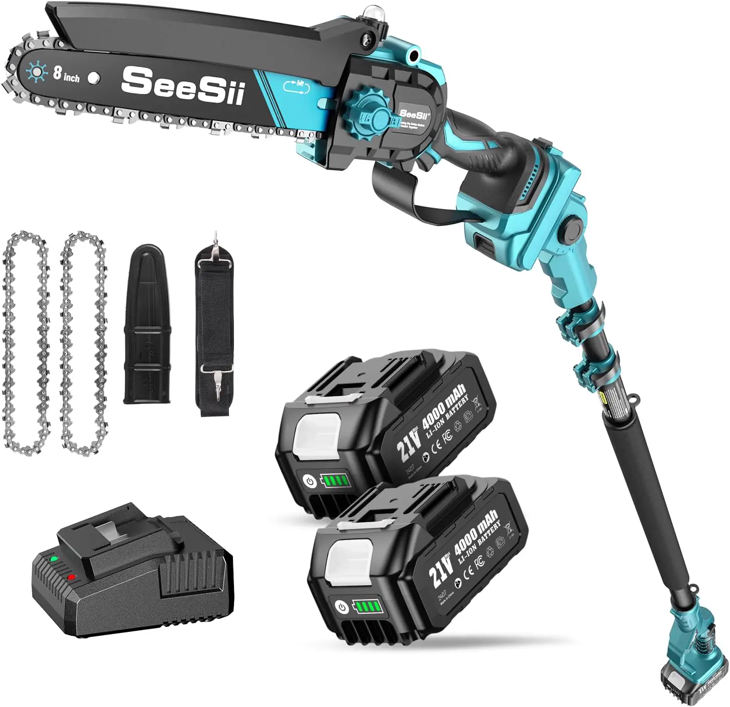 SEESII PS810 Mini Tronconneuse & Elagueuse sur Perche 8 Pouces