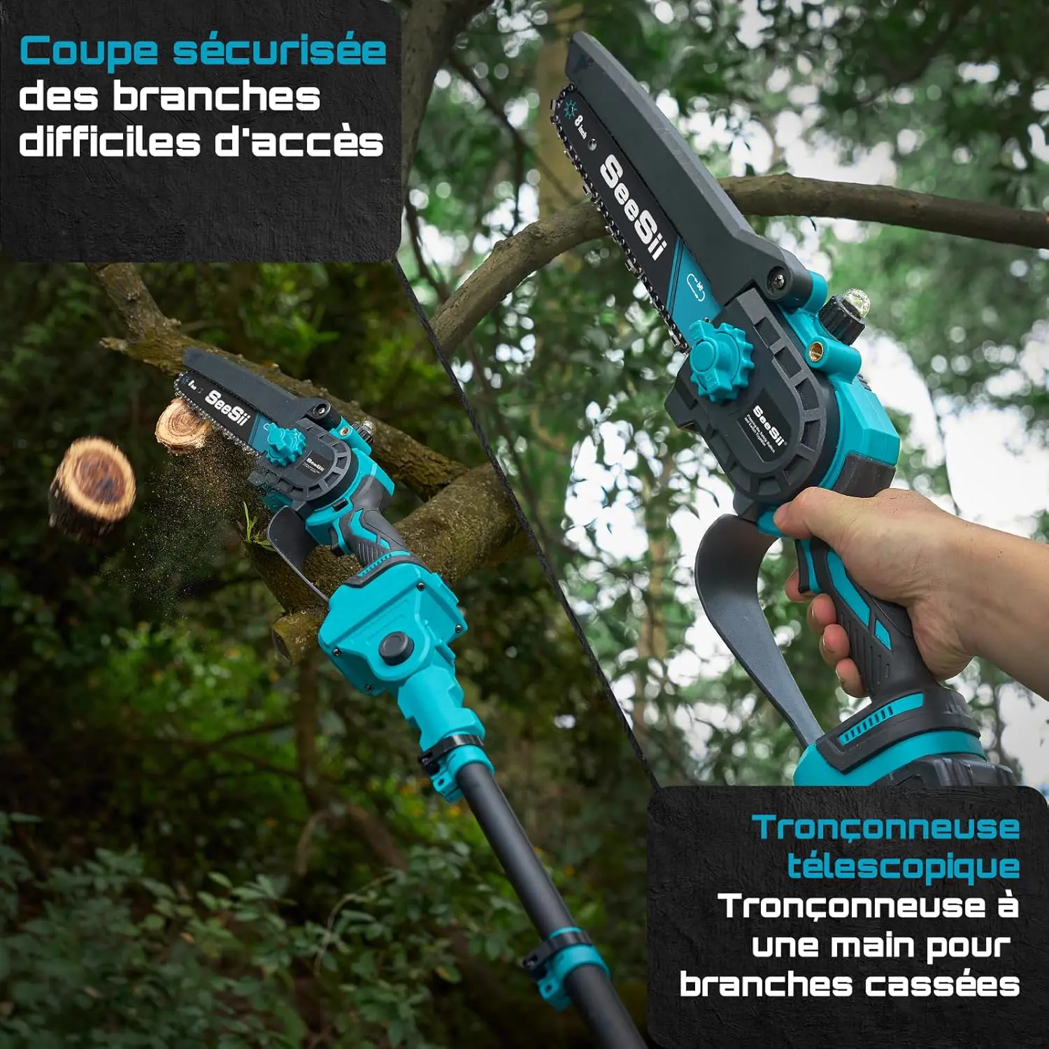 Tronçonneuse à batterie en bois 2x4 m vue 2