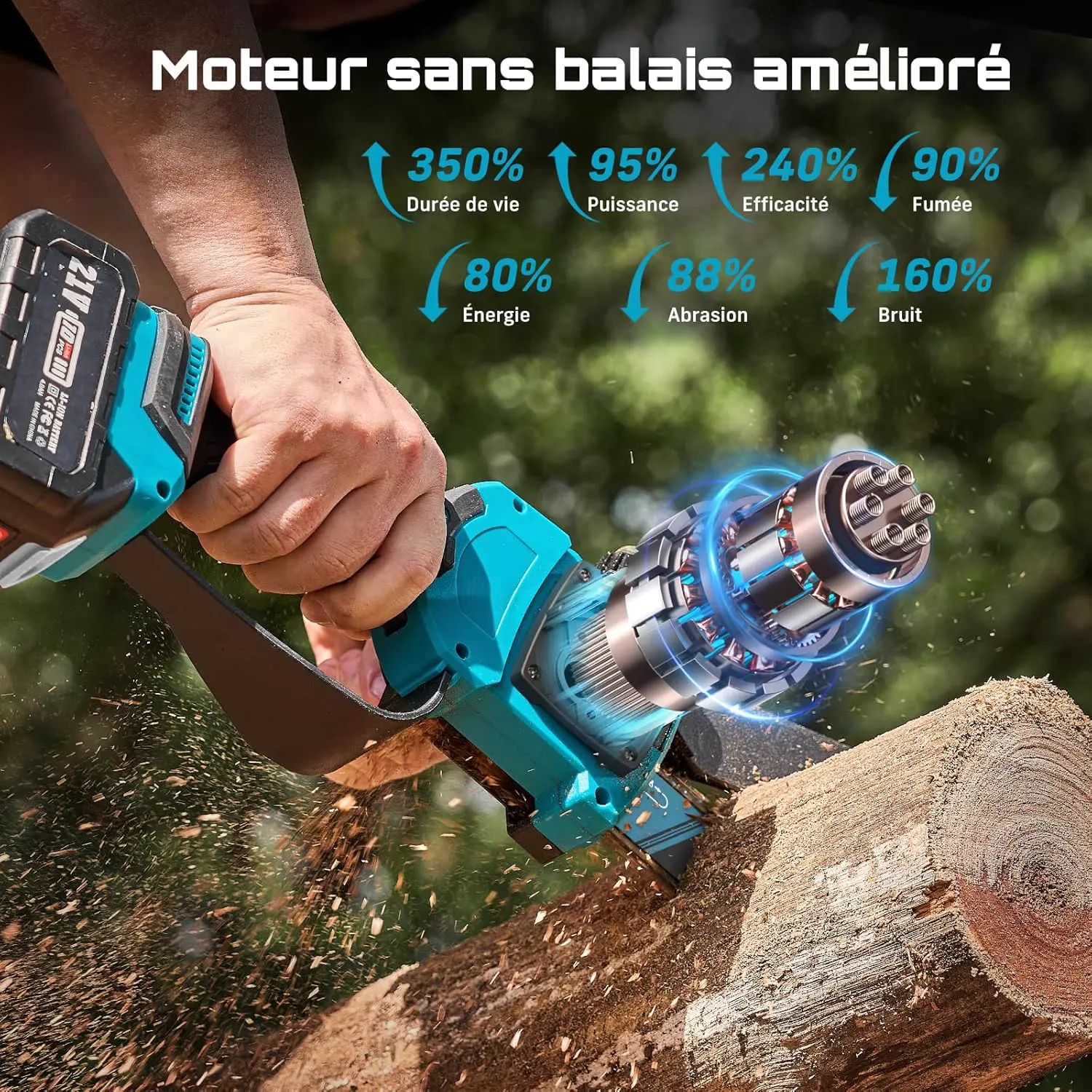 Tronçonneuse à batterie en bois 2x4 m vue 4