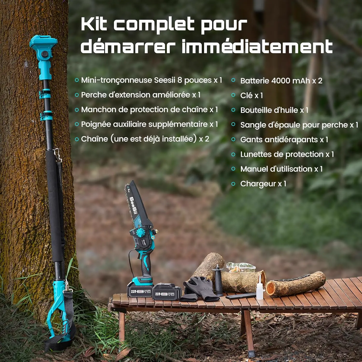Tronçonneuse à batterie en bois 2x4 m vue 9