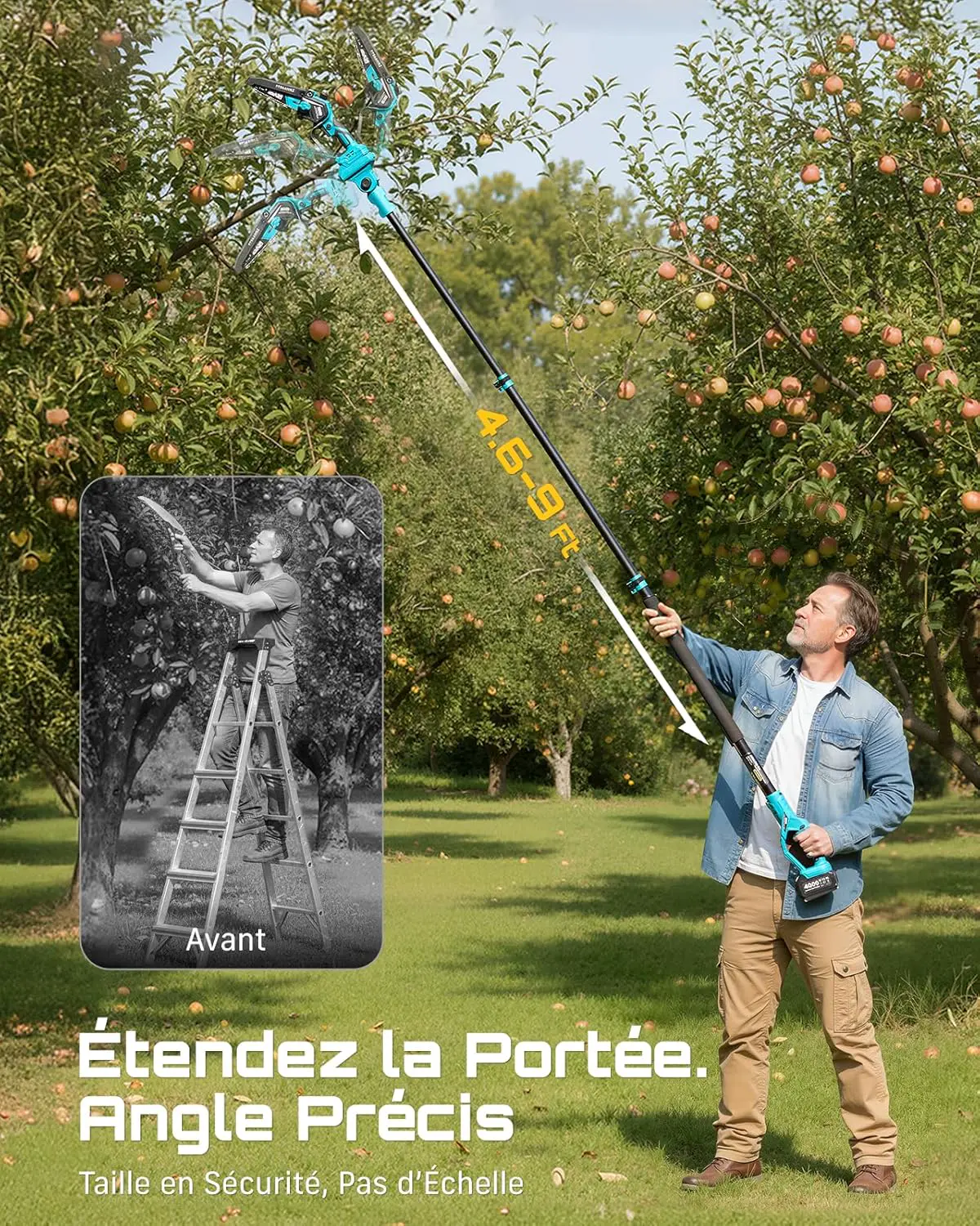 Tronçonneuse à batterie en bois vue 3