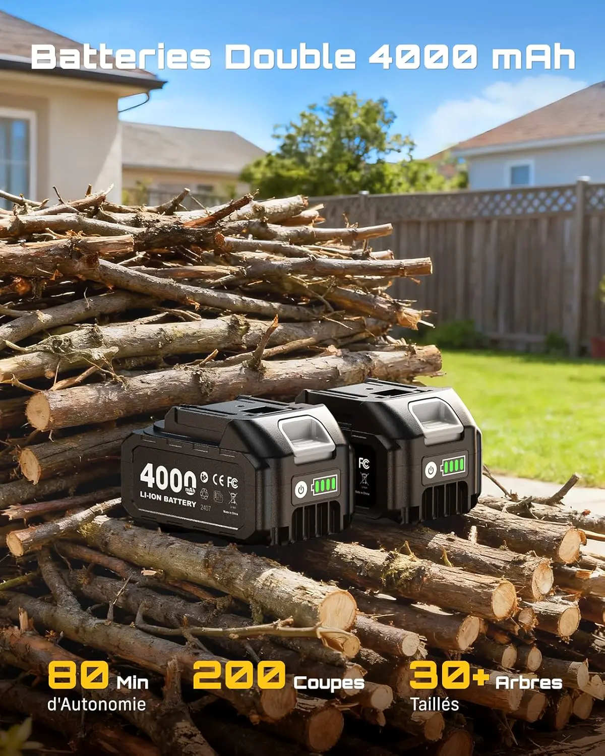 Tronçonneuse à batterie en bois vue 6